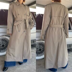 🔥Vintage Misty Harbor Double Breasted Faux Fur Lined Classic Preppy Trench Coat